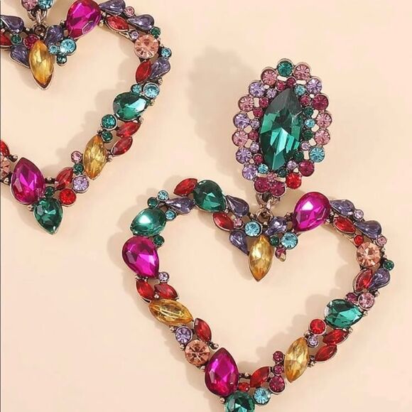 Gemstone Heart Earrings - Picture 4 of 4